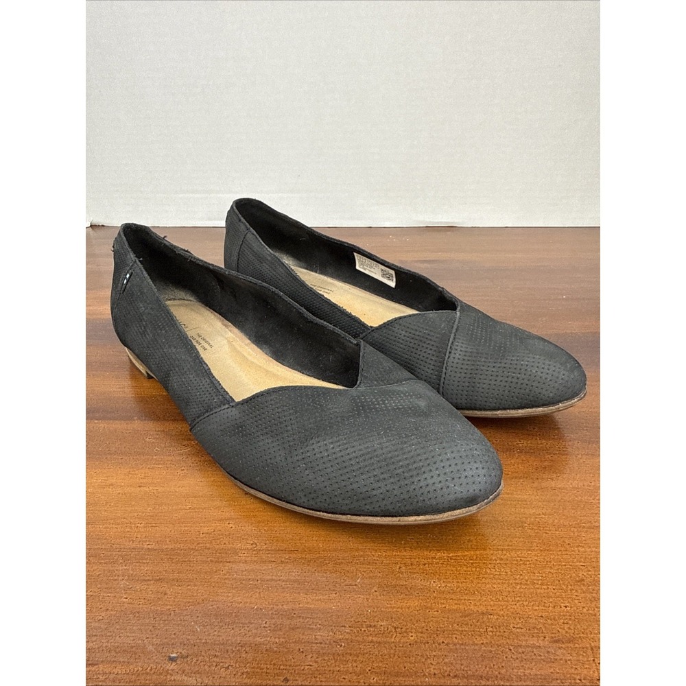 Women's‎ Toms Julie Neat Black Suede Almond Toe Jutti Ballet Flats Shoes Sz 10M